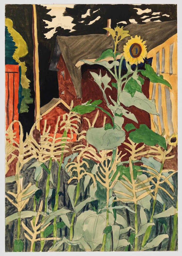 Charles Burchfield, August Evening, 1916. Watercolor and graphite pencil on paper, 19 15/16 × 14 in. (50.6 × 35.6 cm). Whitney Museum of American Art, New York; gift of Mr. and Mrs. Lesley G. Sheafer 55.43. Reproduced with permission from the Charles E. Burchfield Foundation and the Burchfield Penney Art Center